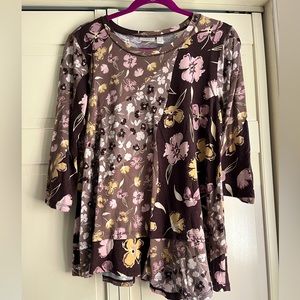 LOGO by Lori Goldstein printed cotton model top w/ panel